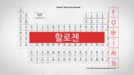 주기율표 상에서 17족에 해당되는 할로젠 원소들