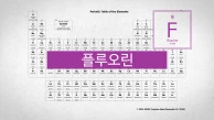 가장 높은 반응성을 갖는 원소. 원자번호 9번, 플루오린(F)